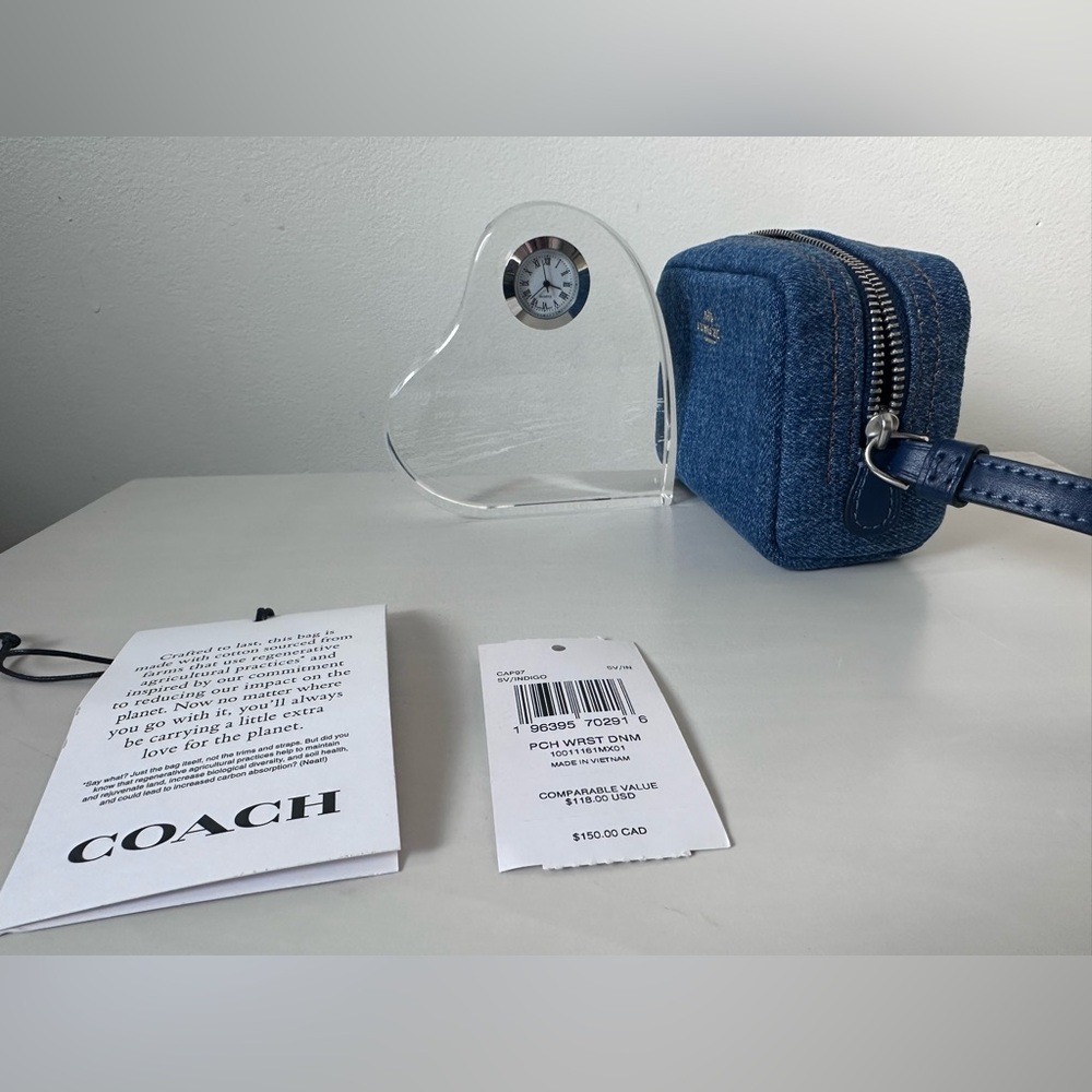 Coach Blue Denim Wristlet Pouch! - Picture 4 of 5